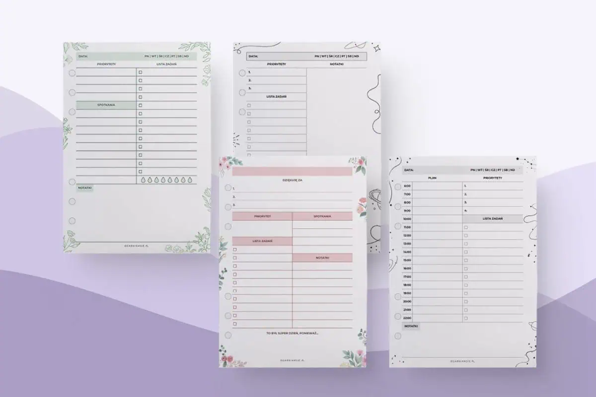 Planery dzienne A5 do edycji i druku w Canva