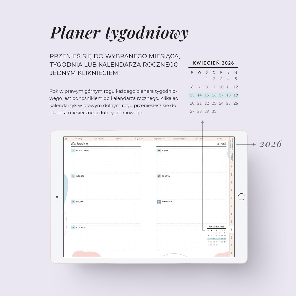 Digital planer dla nauczyciela - planer tygodniowy