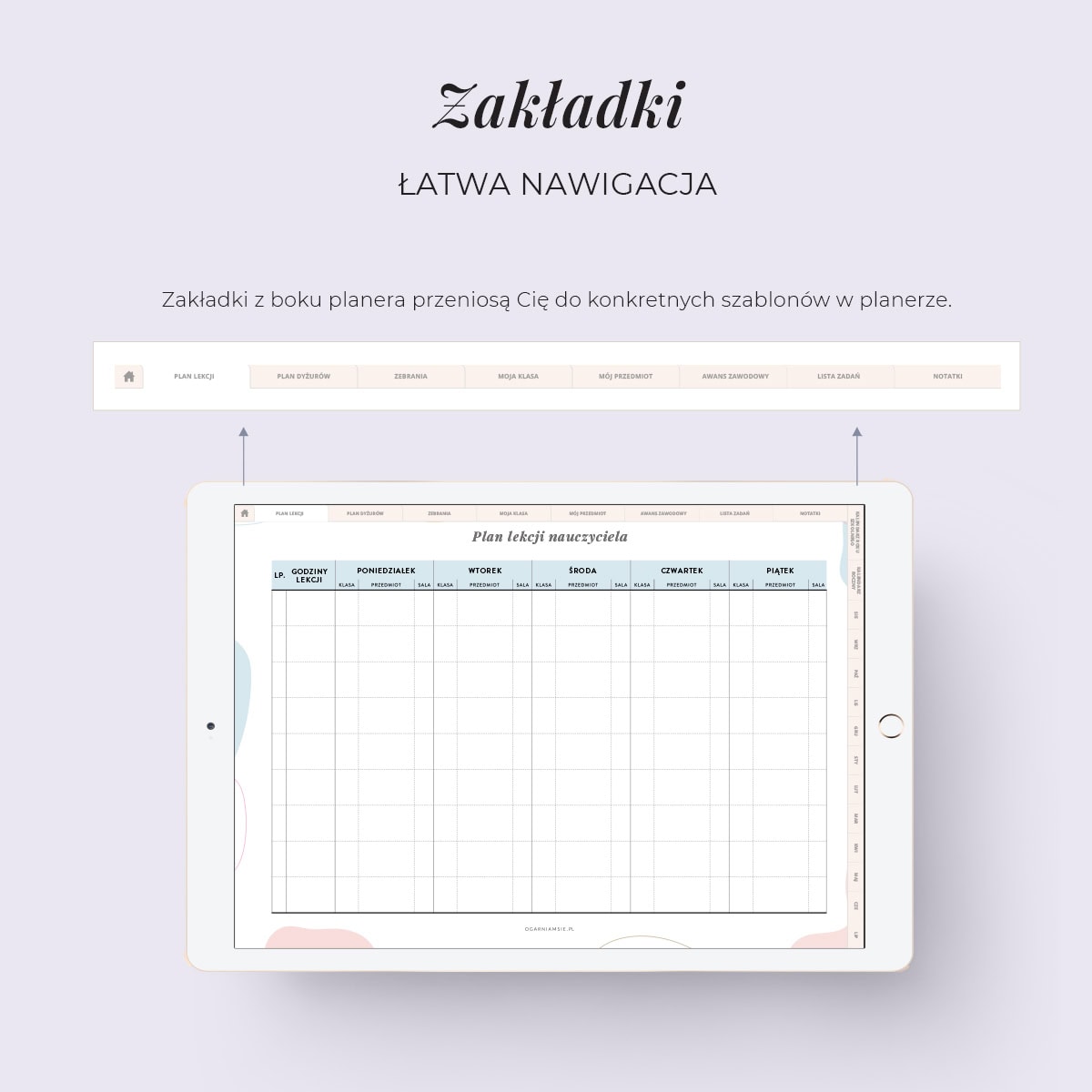 Digital planer dla nauczyciela -zakładki