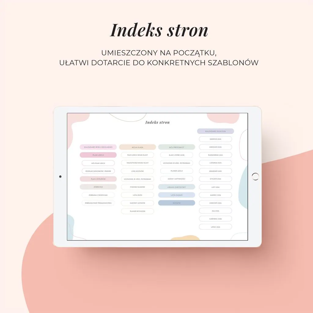 Digital planer nauczyciela | Indeks stron
