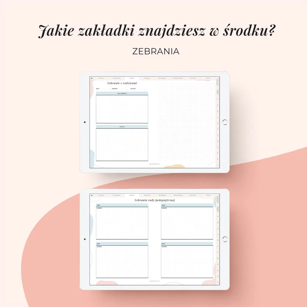 Digital planer nauczyciela | Zakładka Zebrania