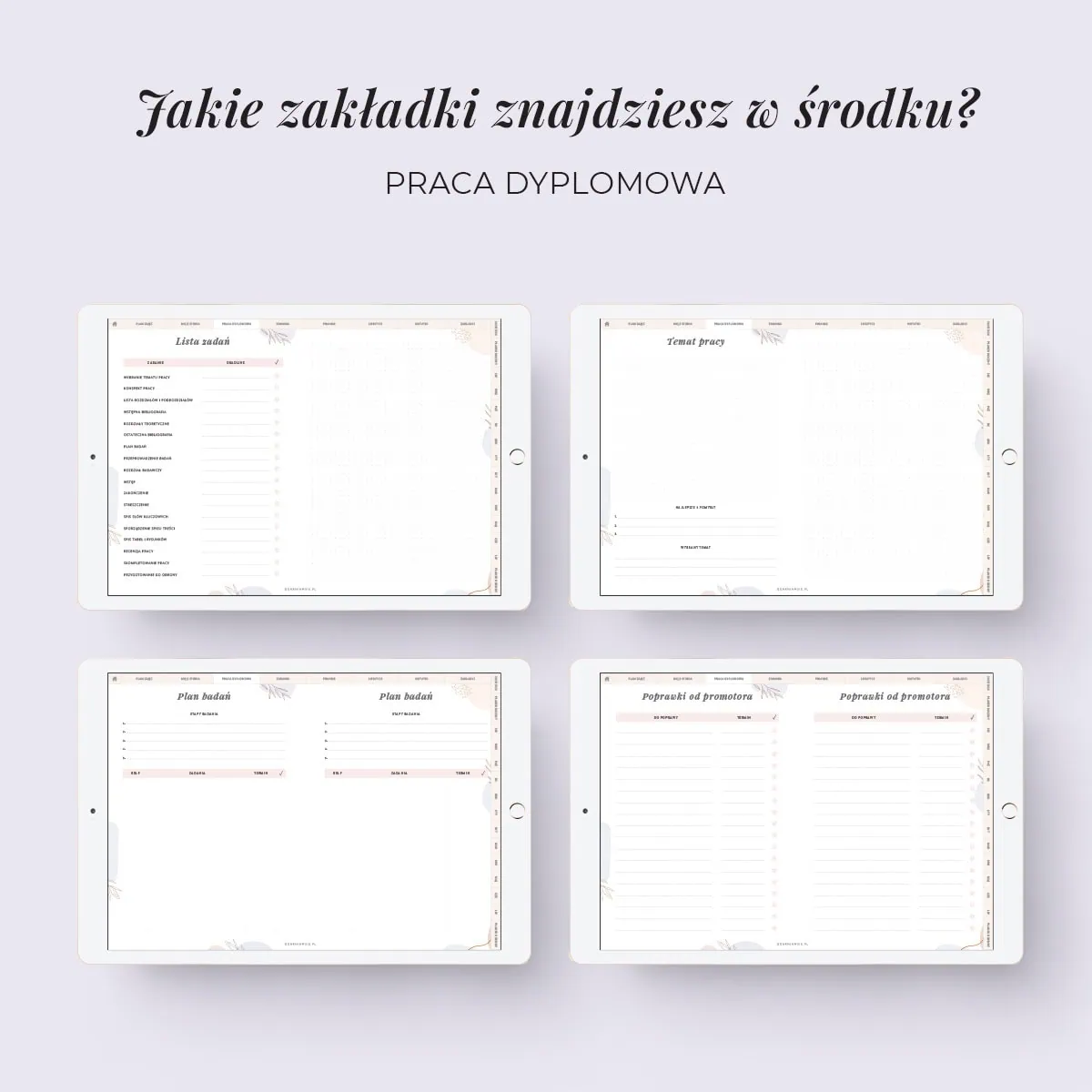 Digital planera studenta - zakładka praca dyplomowa