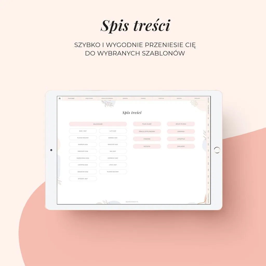 Digital planer studenta 2026/27 | Spis treści (2)
