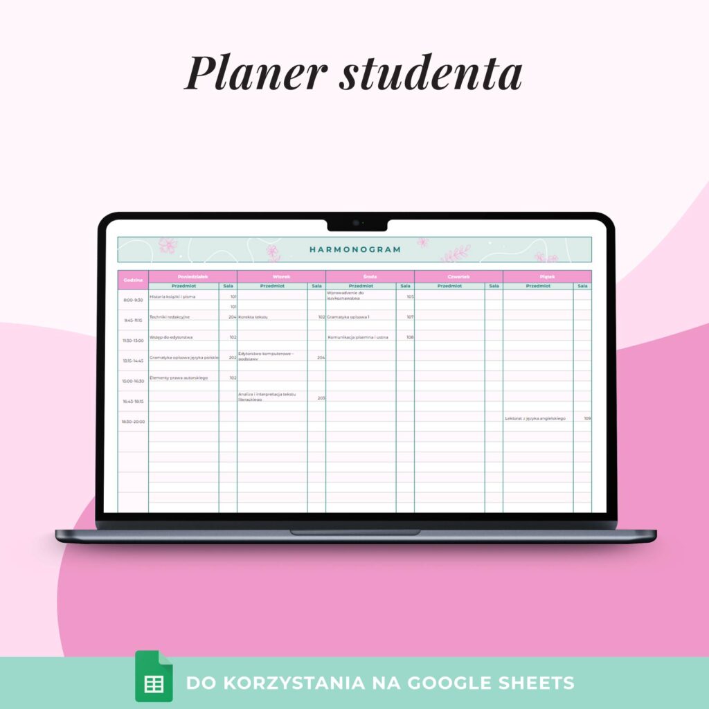Planer Studenta - Arkusz Google