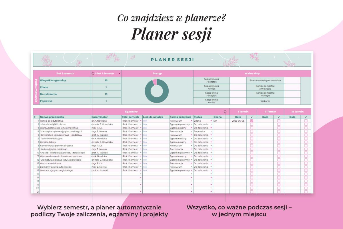 Planer studenta – planer sesji