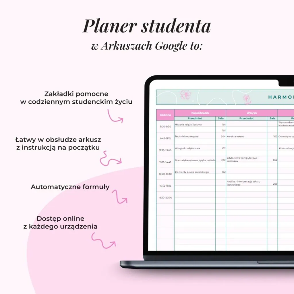 Planer Studenta w Arkuszach Google
