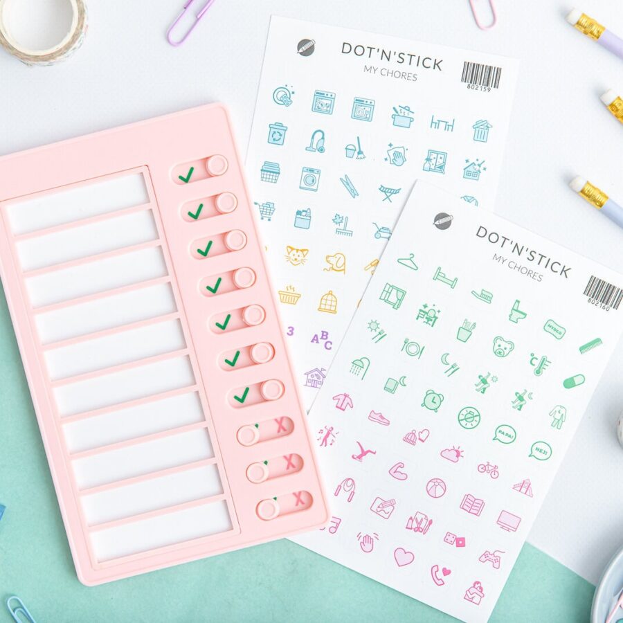 Tabliczka różowa do zaznaczania z naklejkami