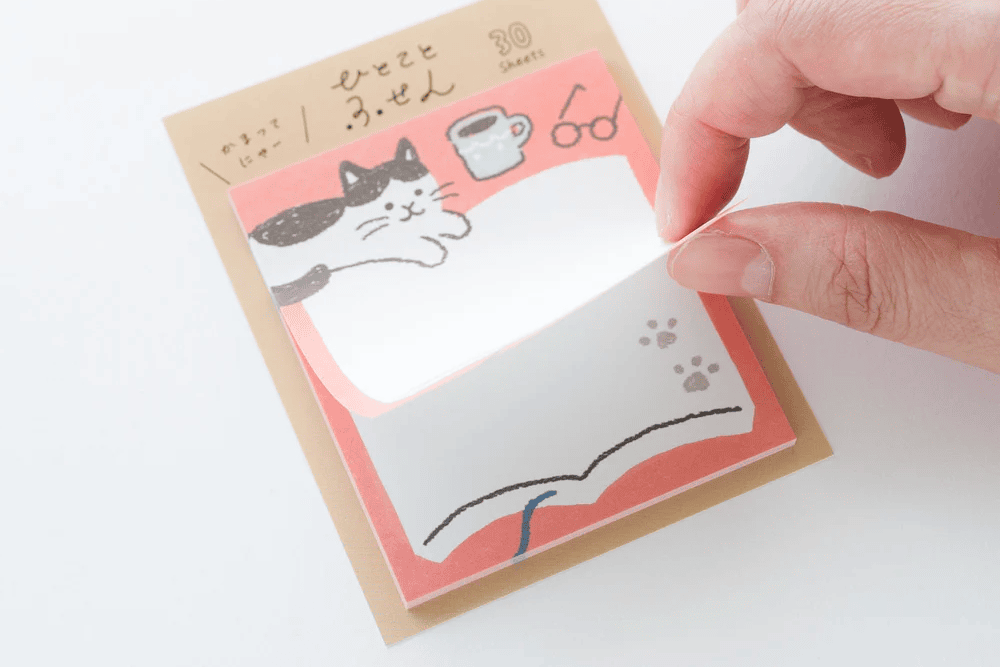 Karteczki samoprzylepne Furukawashiko - wzór z kotem
