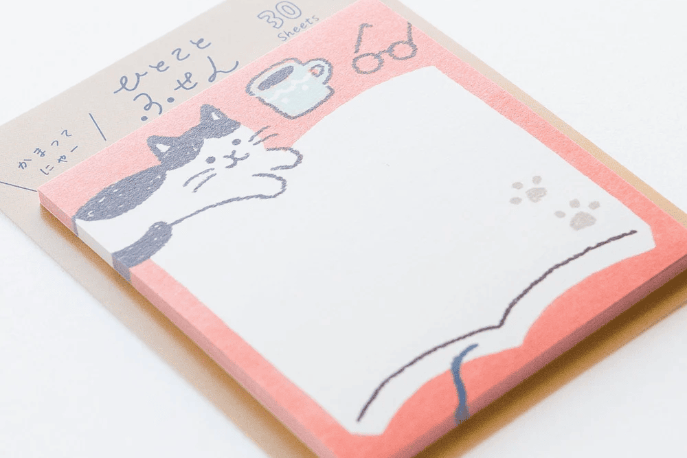 Karteczki samoprzylepne Furukawashiko z kotem i czerwoną ramką