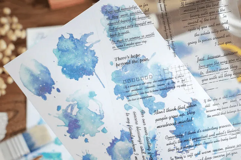 Naklejki do planera niebieskie akwarele