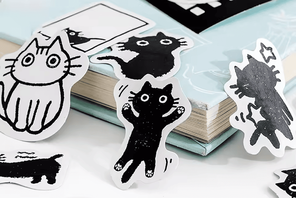 Naklejki do planera czarno-białe Koty