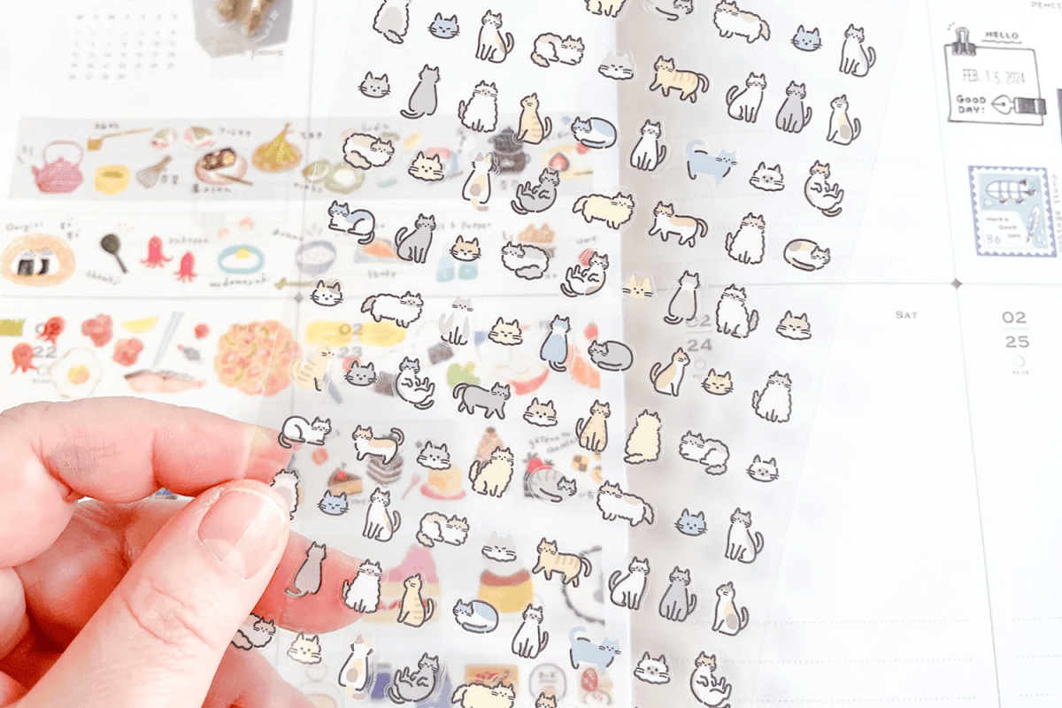 Naklejki do bullet journal "Tiny Tiny" – arkusz naklejek Koty