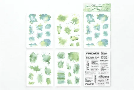 Naklejki do planera zielone akwarele