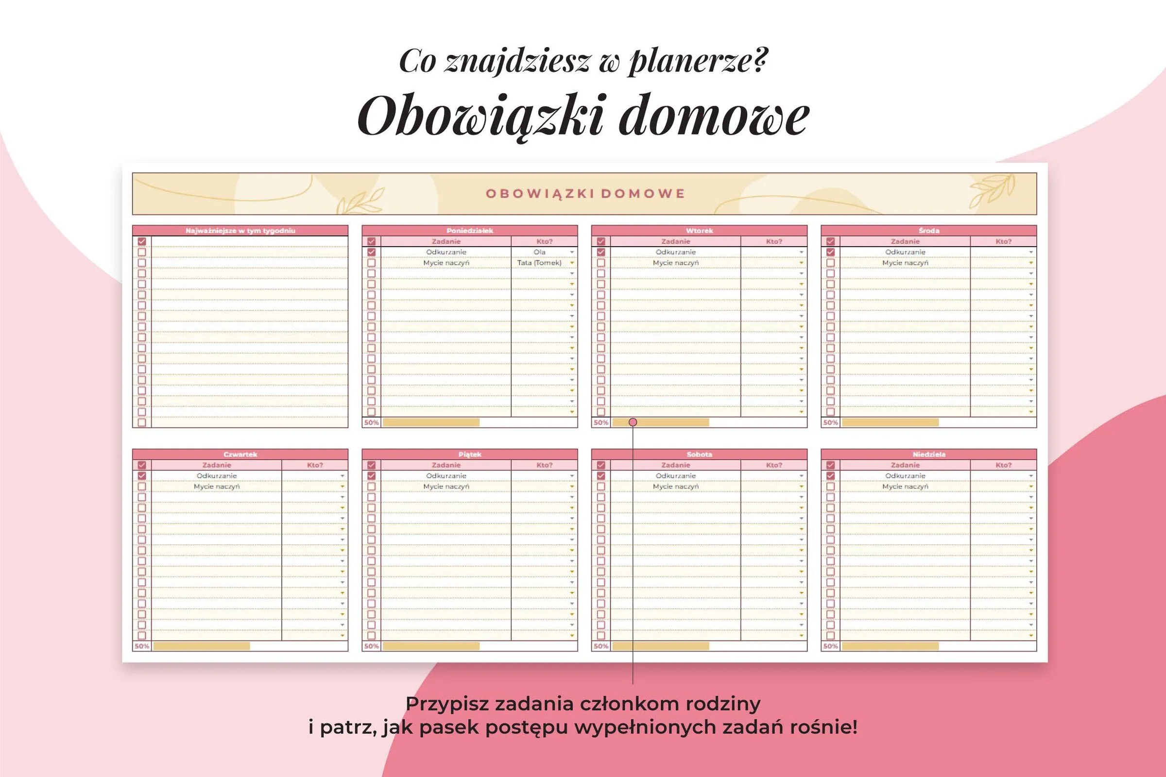 Planer Mamy - zakładka obowiązki domowe