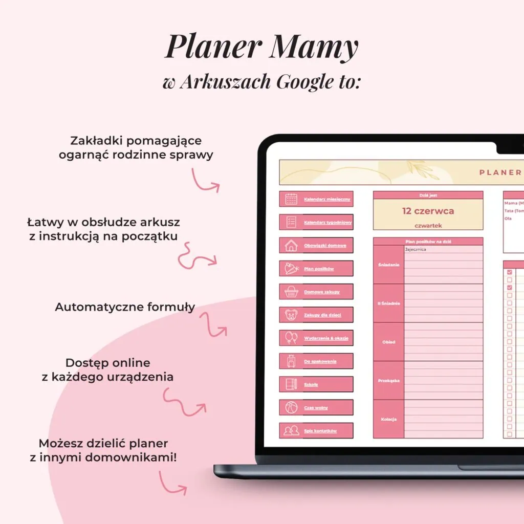 Planer Rodzinny dla Mamy w Arkuszach Google