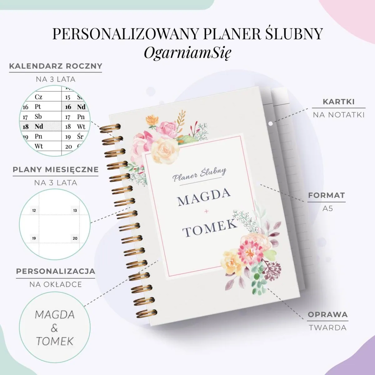 Personalizowany planer ślubny oładka Classic Boquet