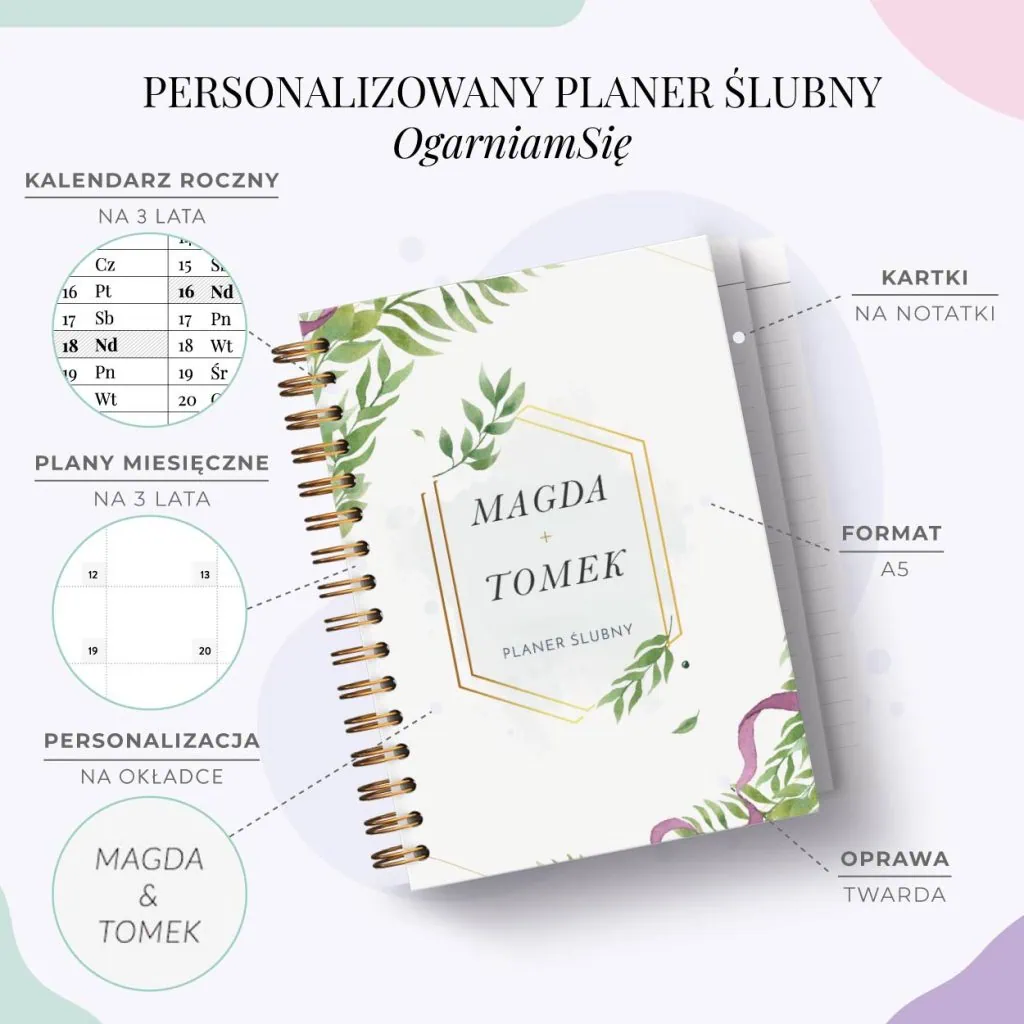 Personalizowany Planer ślubny oładka Green Elegance