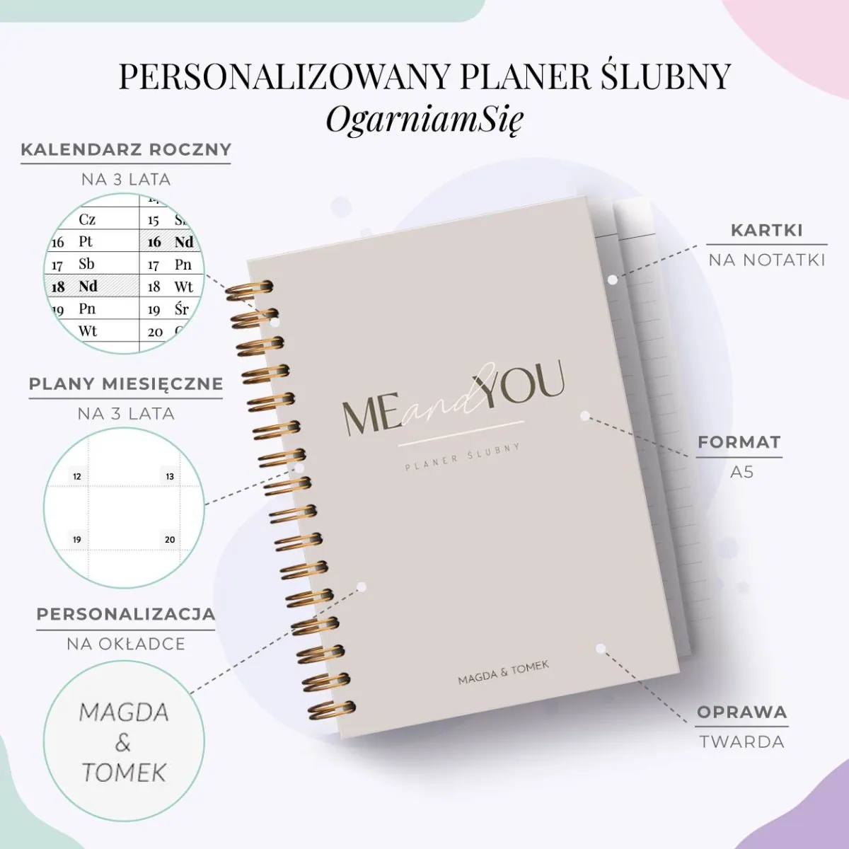Personalizowany Planer ślubny oładka Minimalistic