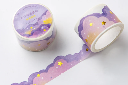 Washi Tape "Lawendowe Chmury"