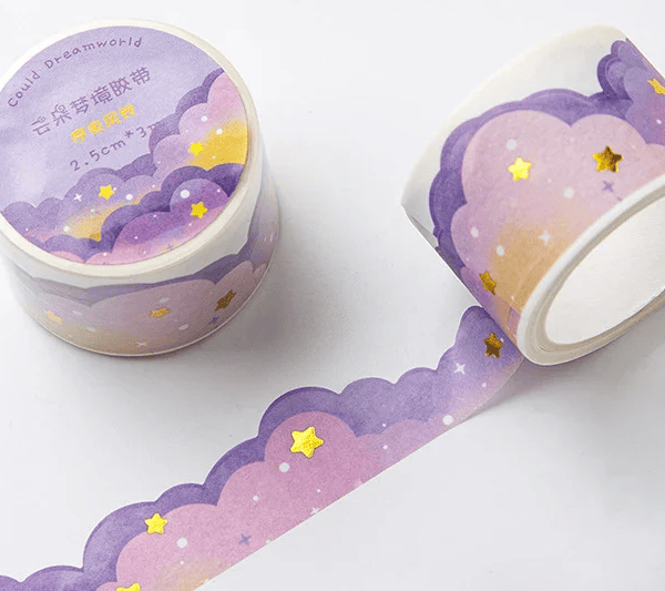 Washi Tape "Lawendowe Chmury"