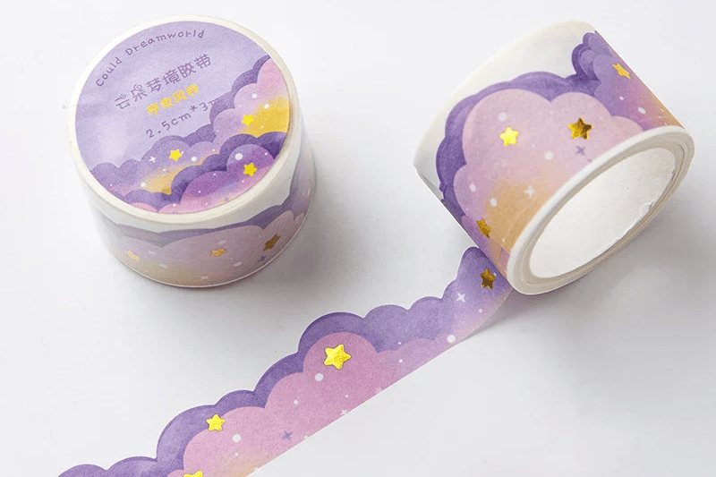 Washi Tape "Lawendowe Chmury"