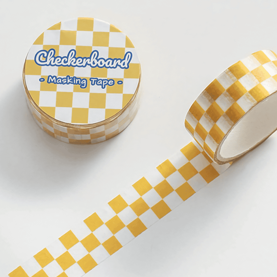 Washi tape - żółta szachownica