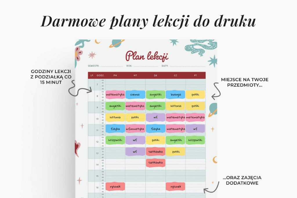 Darmowe plany lekcji do druku w pionie