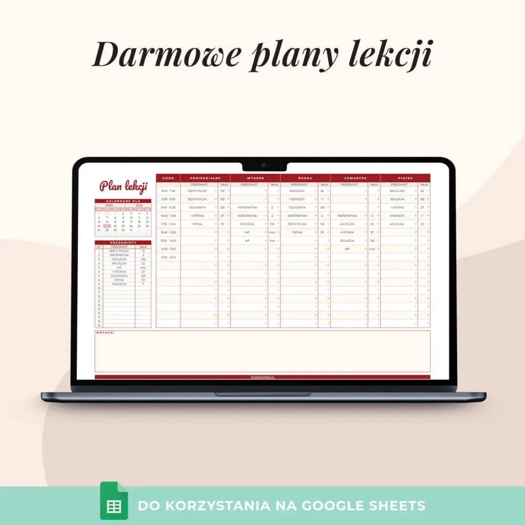 Plan lekcji online | Arkusz Google