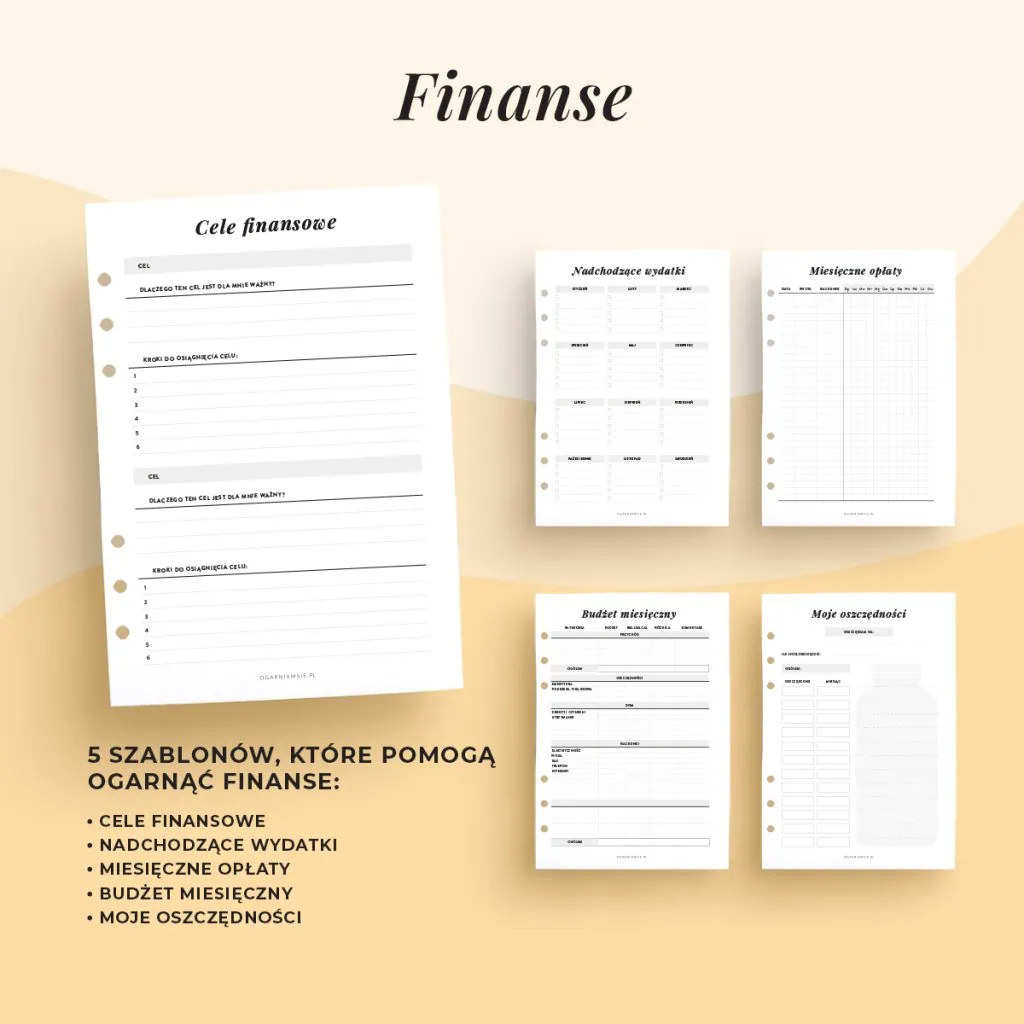 Szablony finanse w planerze rodzinnym do druku