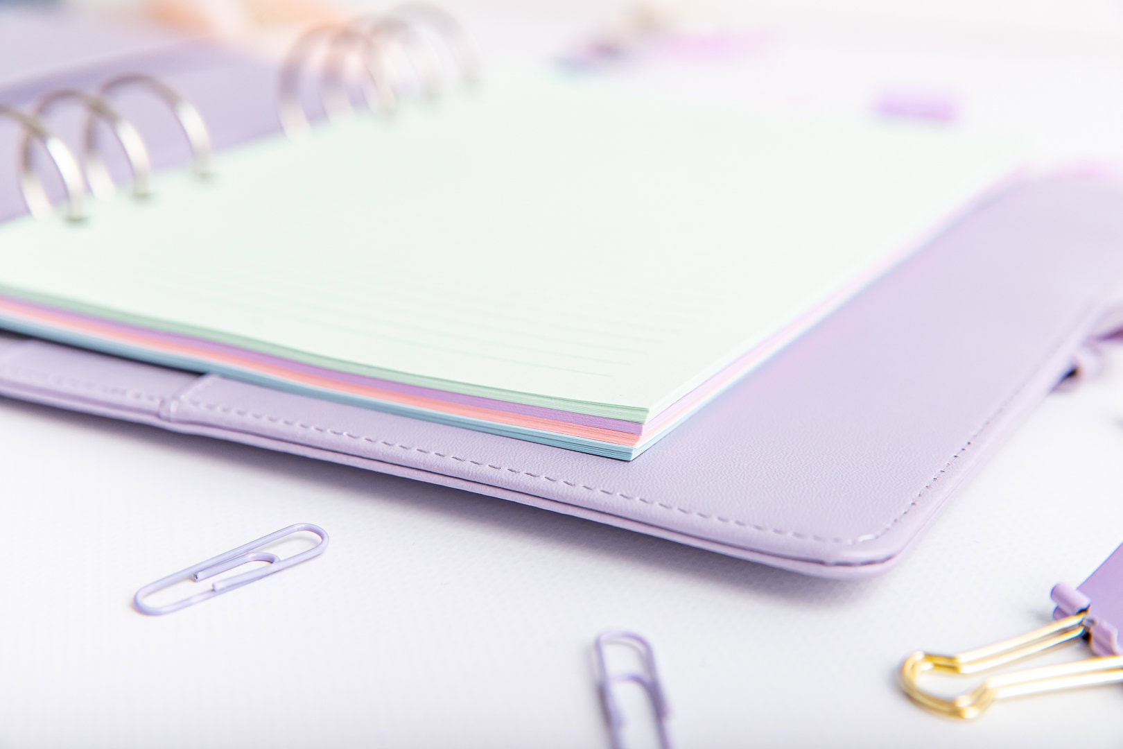 Kolorowy wkład do organizera w linie w organizerze fioletowym