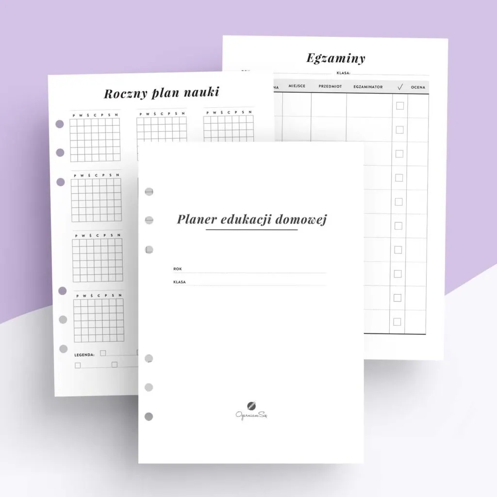 Planer edukacji domowej - wkład do organizera