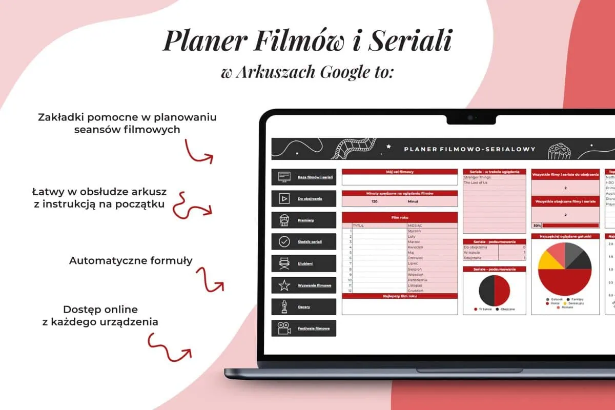 Planer filmów i seriali w Arkuszu Google - cechy