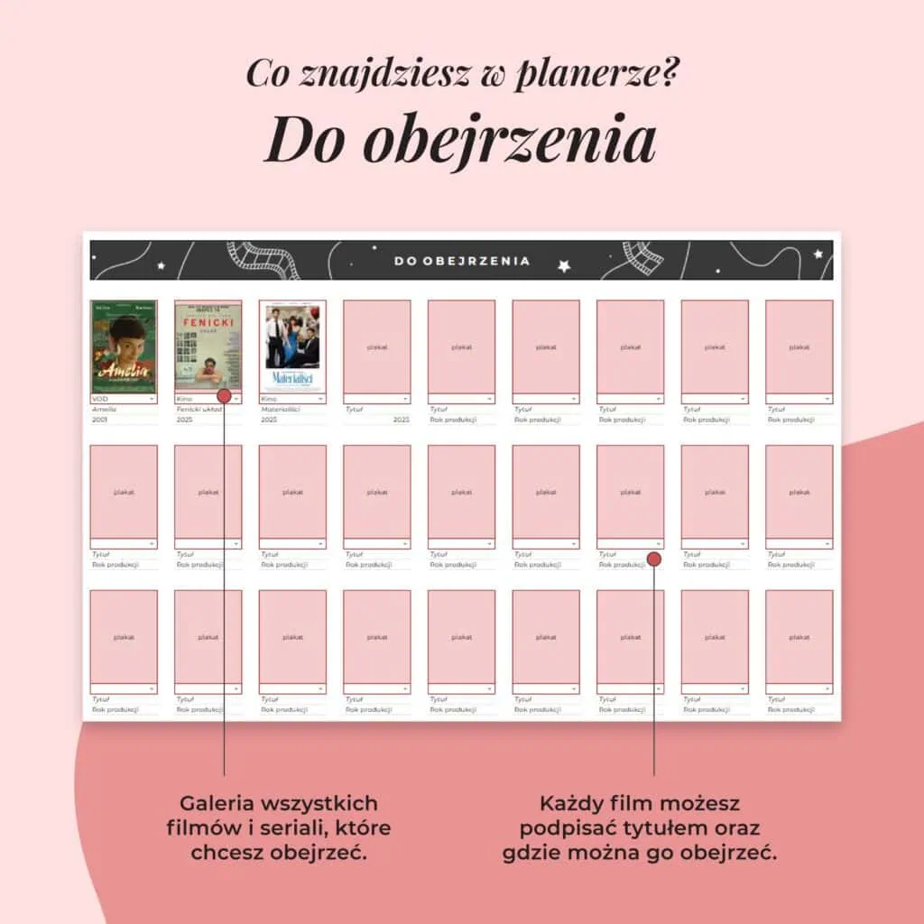 Planer filmów i seriali - Arkusz Google | Zakładka Do obejrzenia