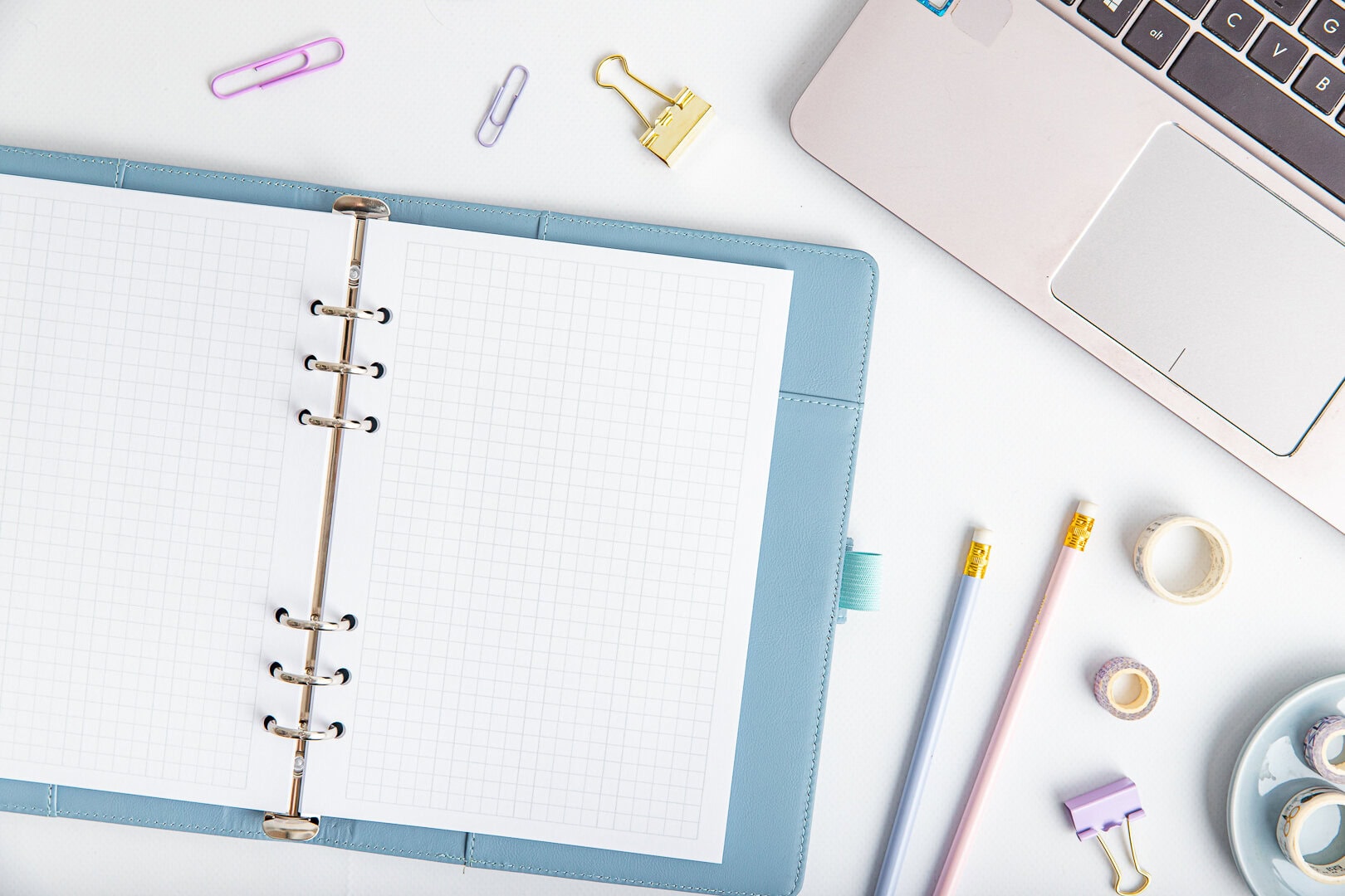 Wkład do organizera A5 w kratkę w niebieskim organizerze