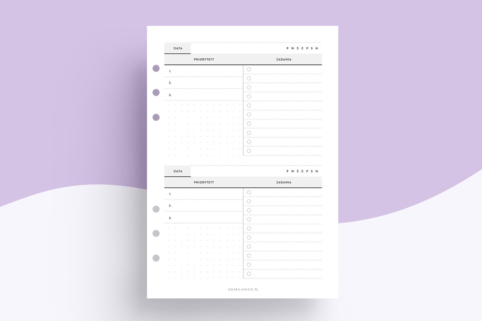 Wkład niedatowany - dwa dni na jednej stronie