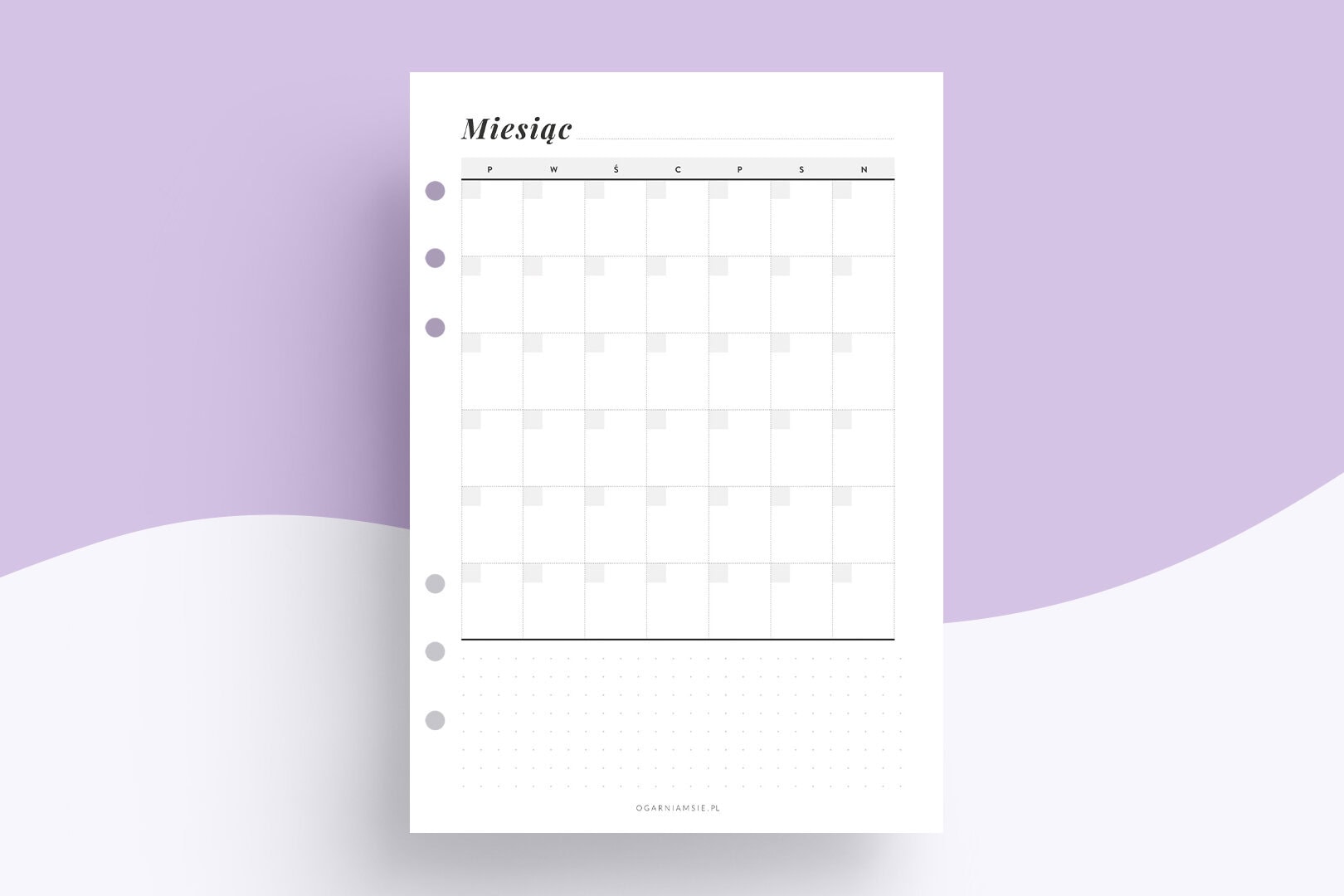 Wkład niedatowany - miesiąc w pionie