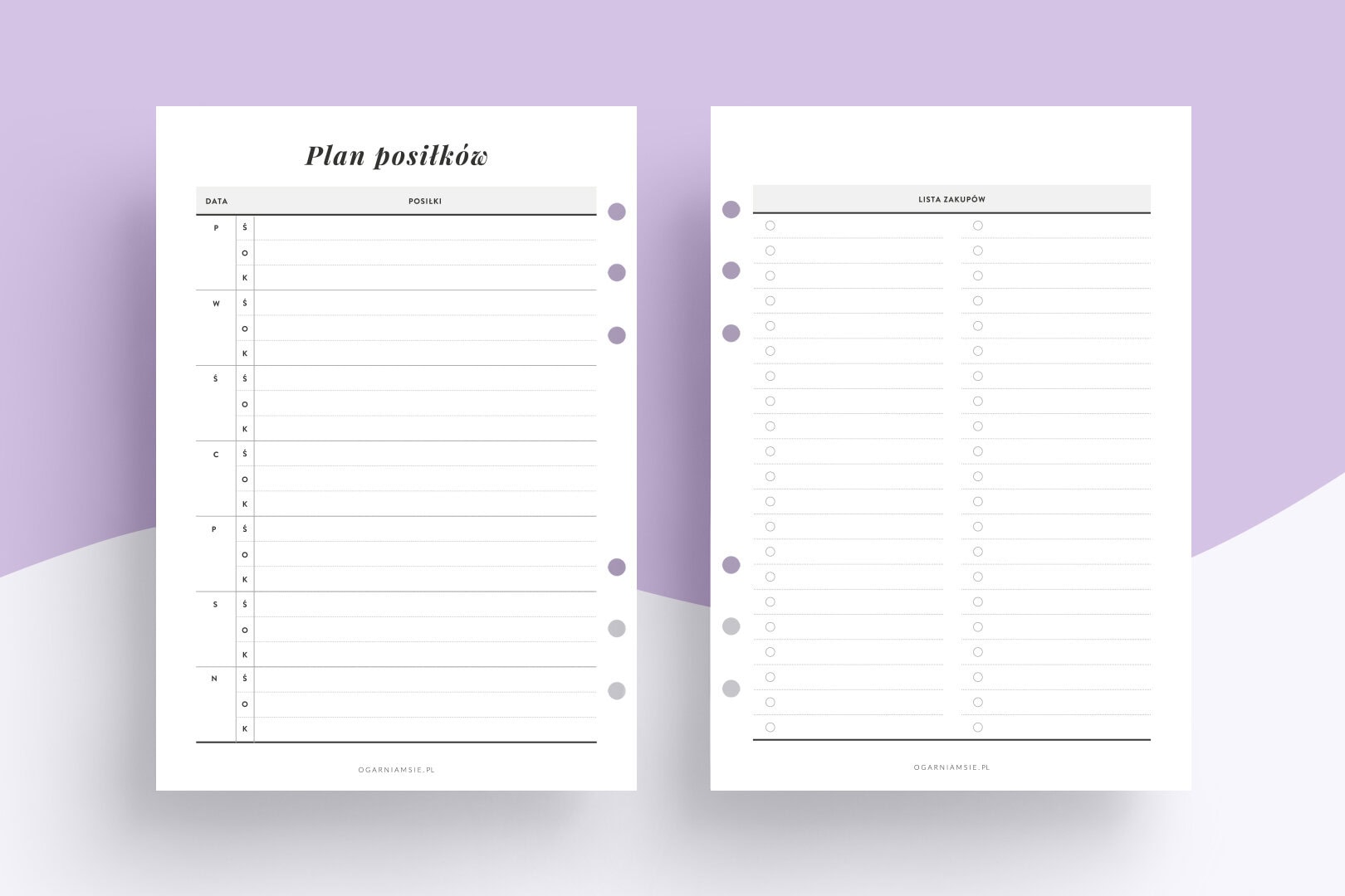 Wkład niedatowany - planer posiłków