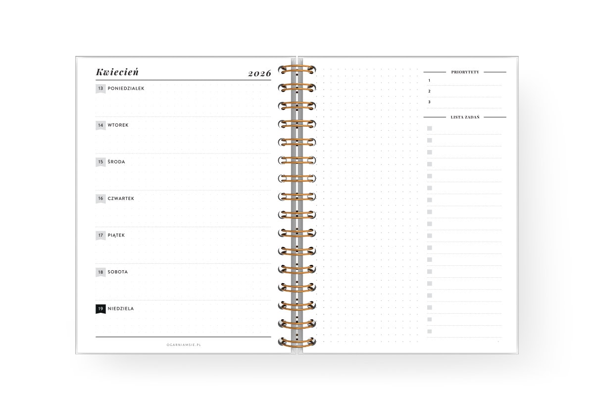 Wkład do planera 2026 - tydzień na jednej stronie