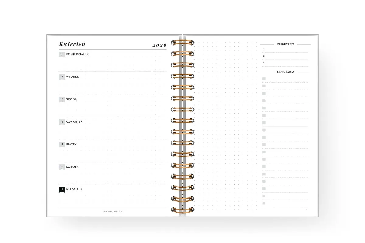 Wkład do planera 2026 - tydzień na jednej stronie