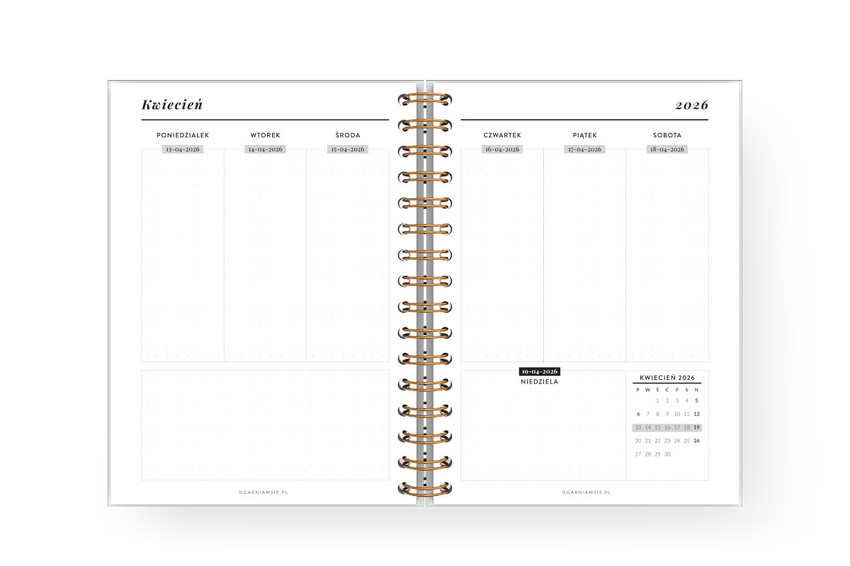 Wkład do planera 2026 - tydzień w pionie