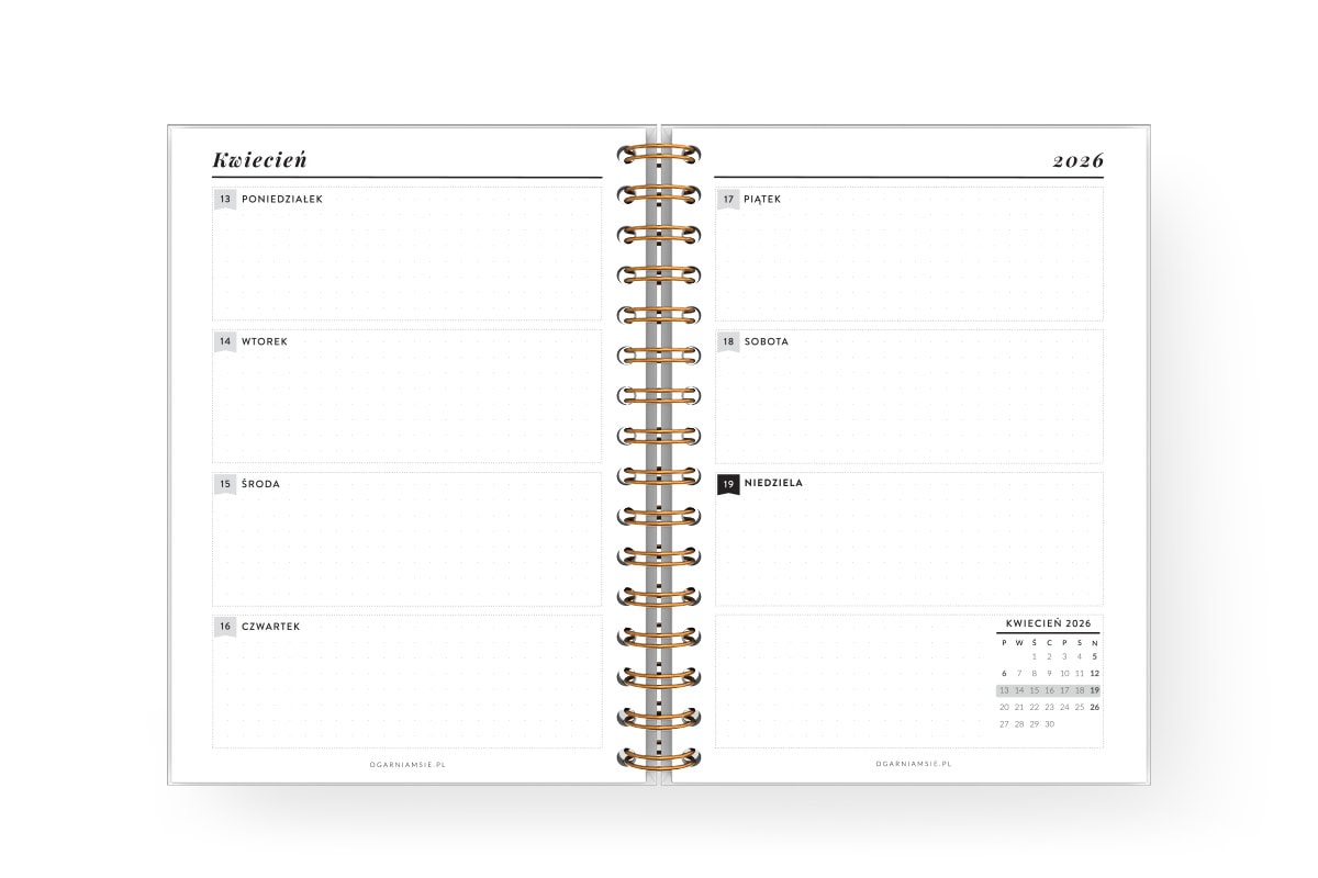 Wkład do planera 2026 - tydzień w poziomie
