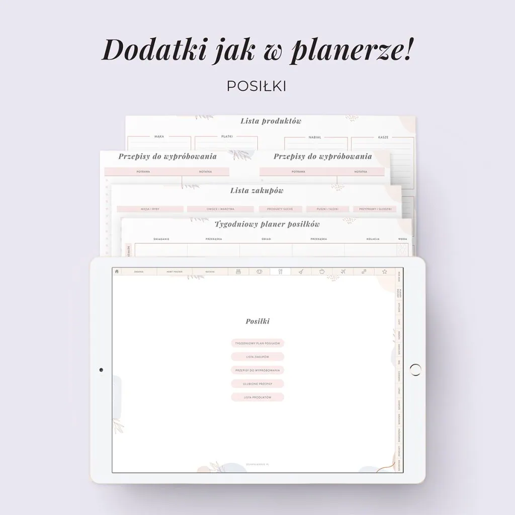 Digital Planer 2026 - zakładka posiłki
