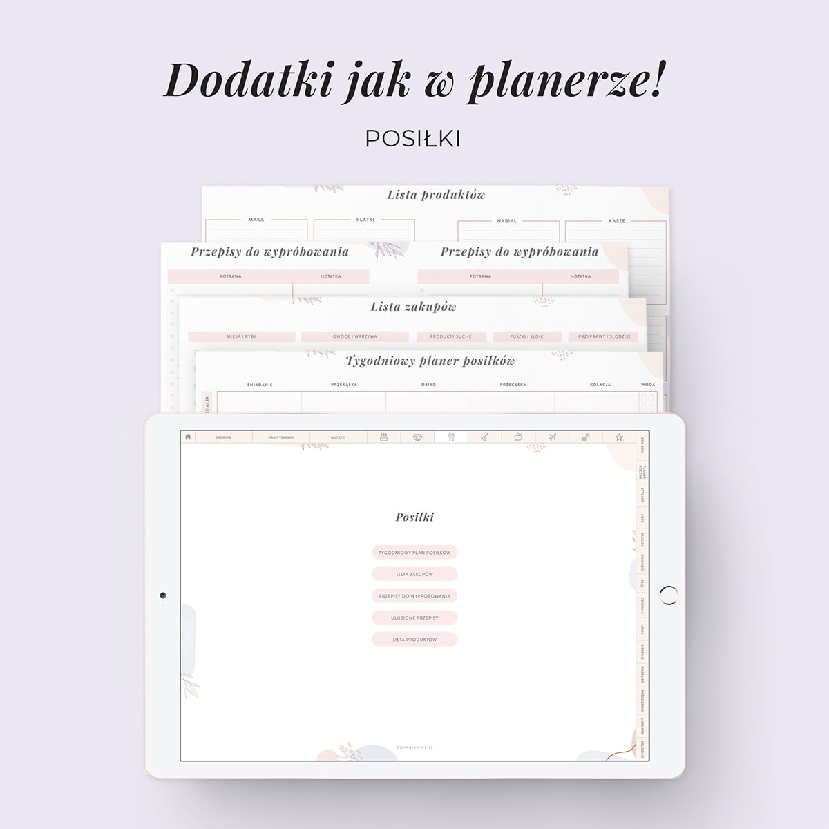 Digital Planer 2026 - zakładka posiłki