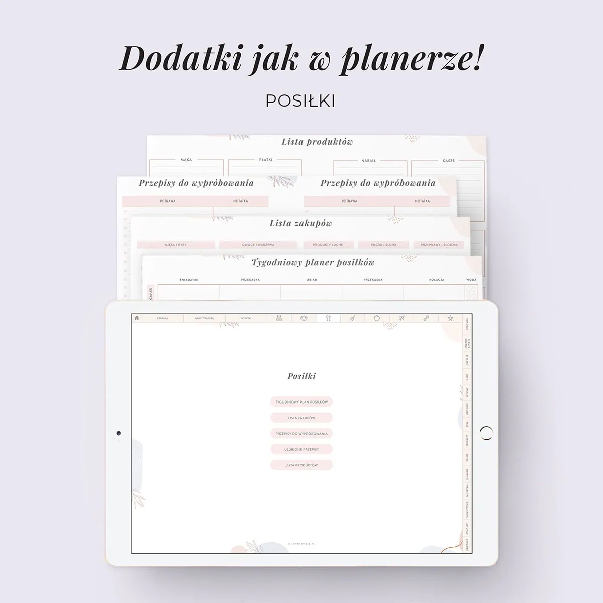 Digital Planer 2026 - zakładka posiłki