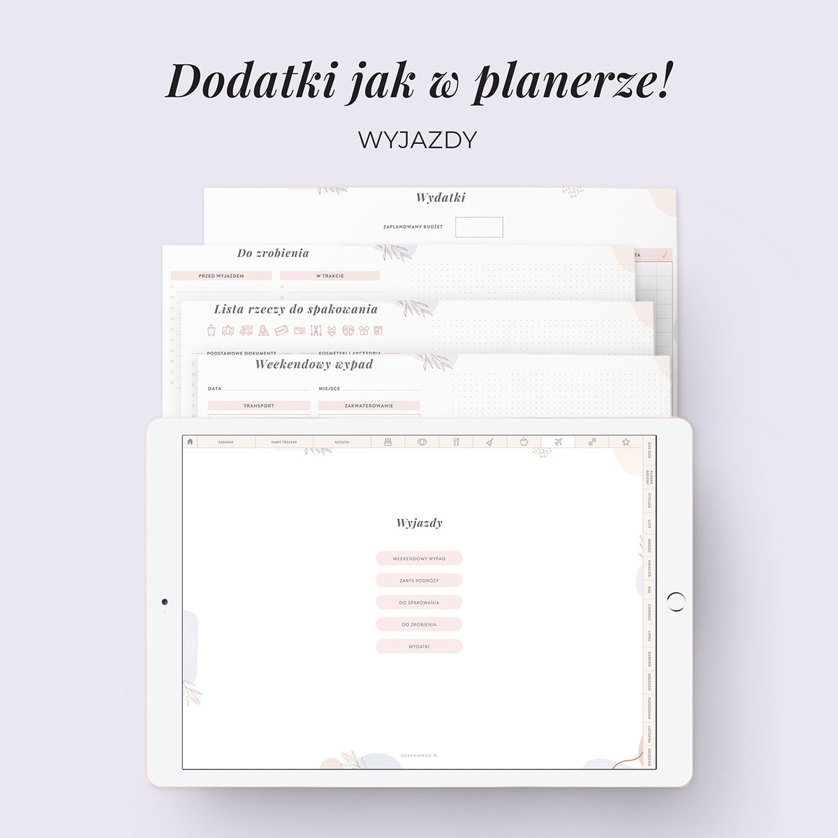 Digital Planer 2026 - zakładka wyjazdy