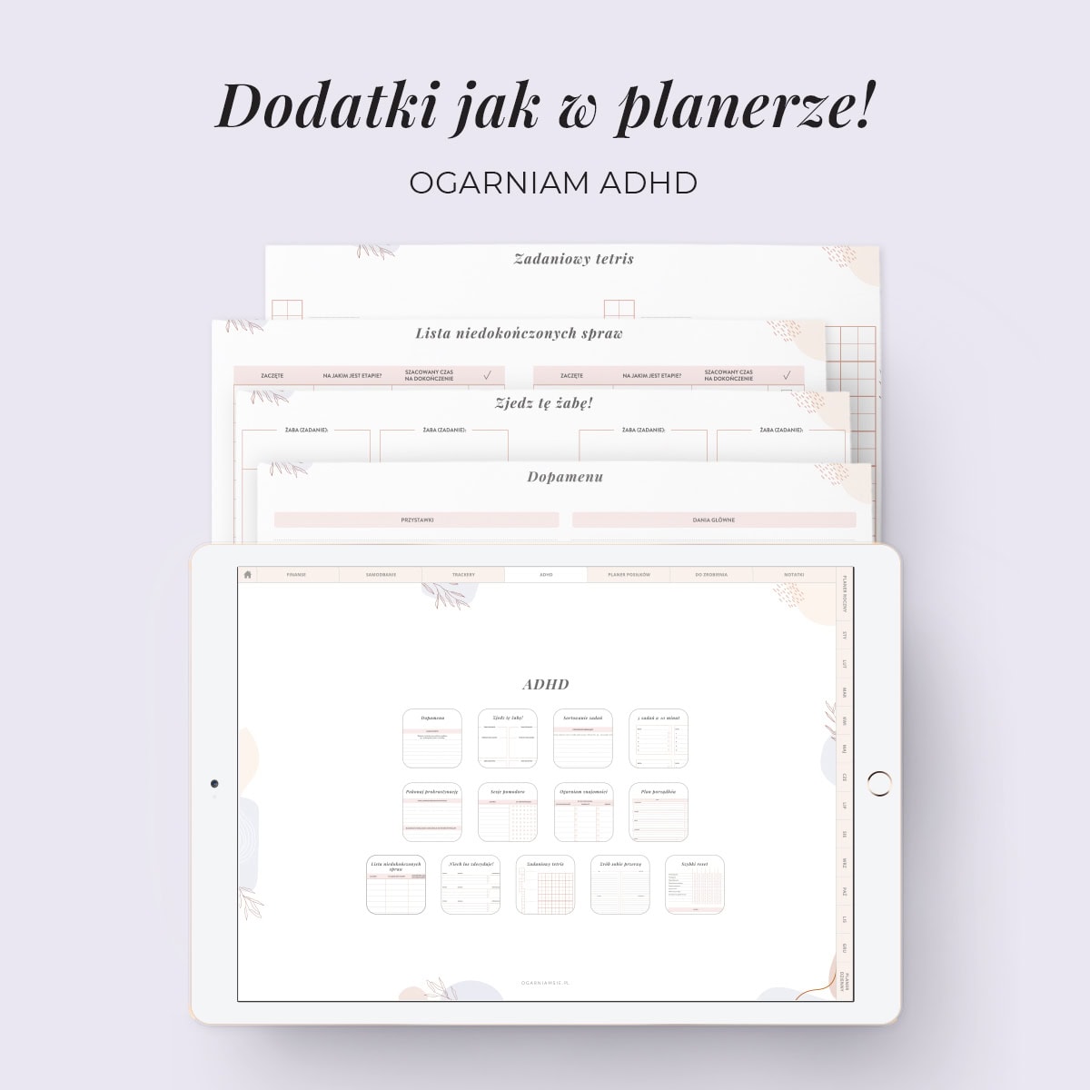 Digital Planer ADHD - dodatki Ogarniam ADHD