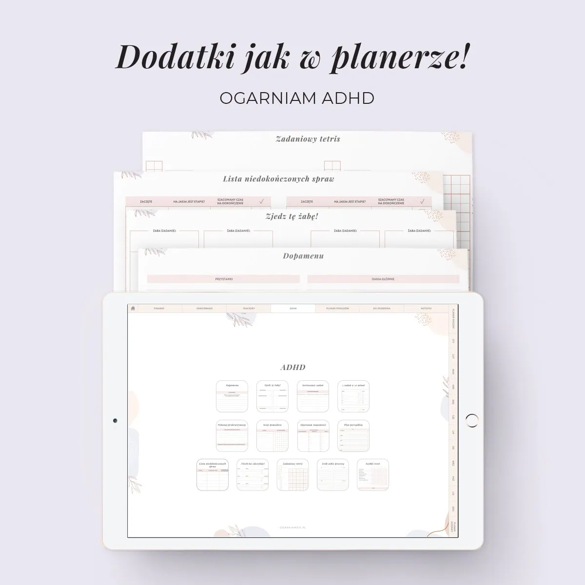 Digital Planer ADHD - dodatki Ogarniam ADHD