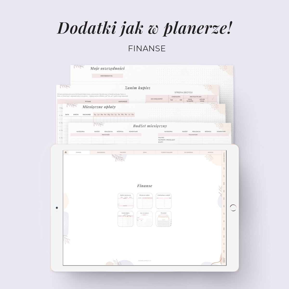 Digital Planer ADHD - zakładki finanse