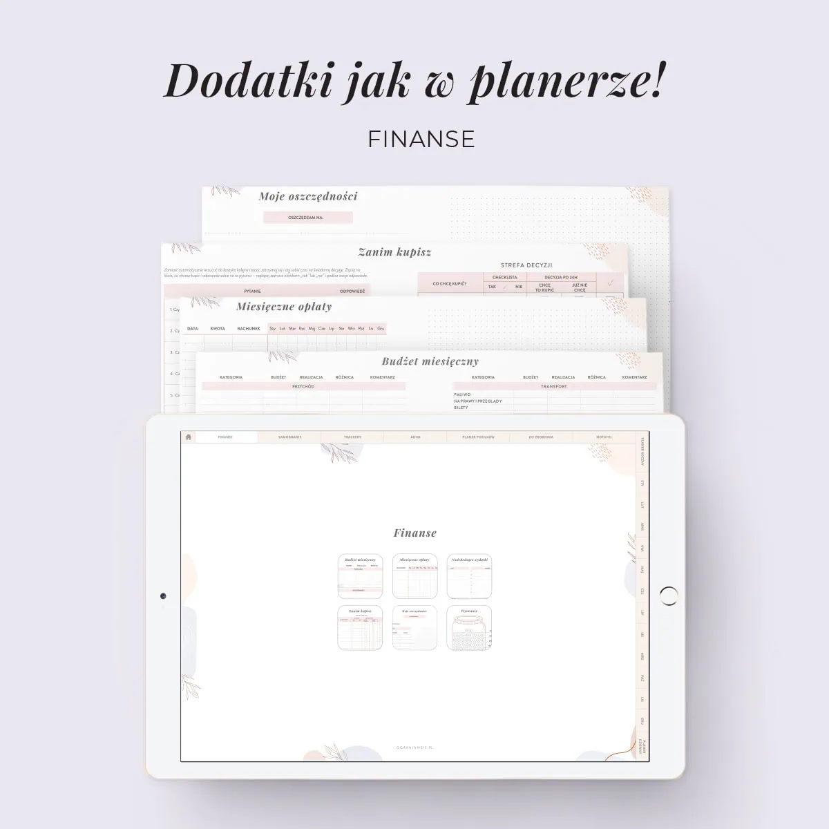 Digital Planer ADHD - zakładki finanse