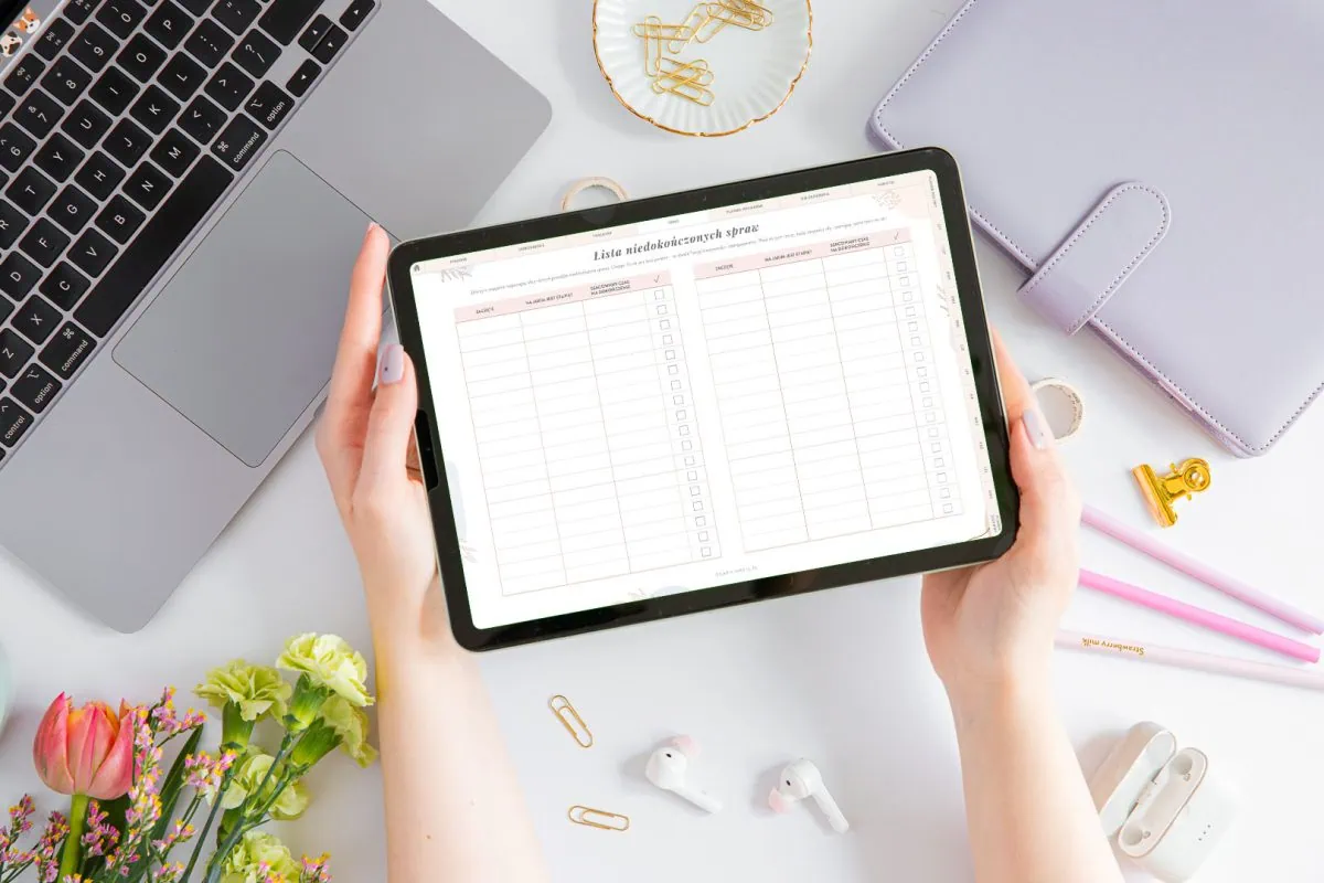 Digital Planer ADHD - zakładka lista niedokończonych spraw